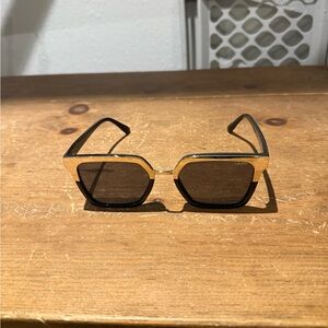 Quay Australia Black and Gold Square Sunglasses